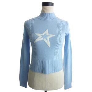 NWT Perfect Moment Cable Merino Wool Sweater Blue Star S